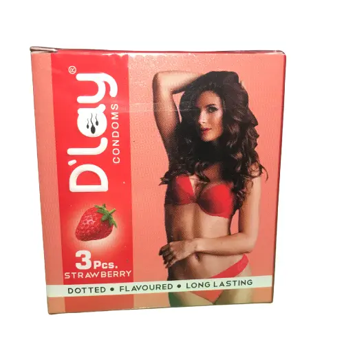 D'lay Dotted Real Feel Condoms (Strawberry Flavoured, 3 Pcs)