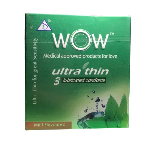 WOW Ultrathin Lubricated Condoms (Mint Flavoured, 3 Pcs)